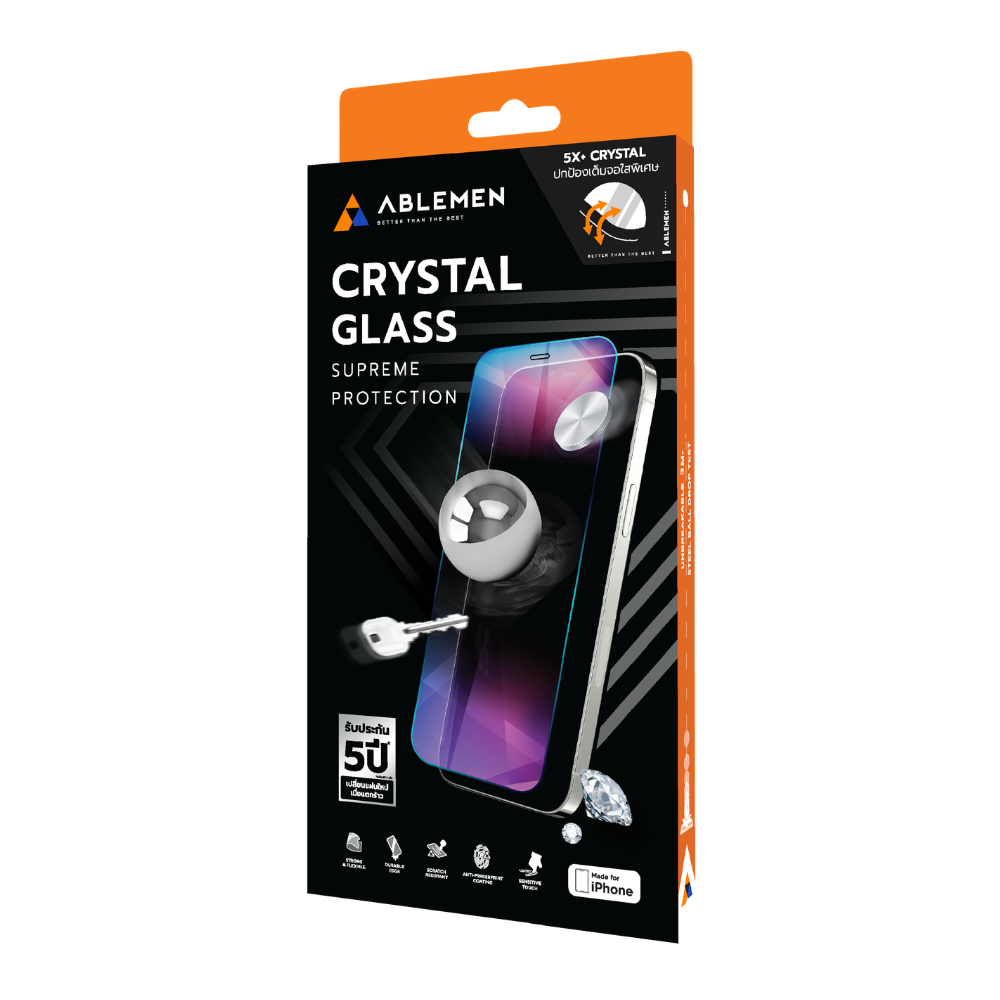 Ablemen Crystal Glass ฟิล์มกระจกใสคริสตัลกลาส For iPhone 17 Pro Max / 17 Pro / 16 Pro Max / 16 Pro / 15 Pro Max / 15 Pro