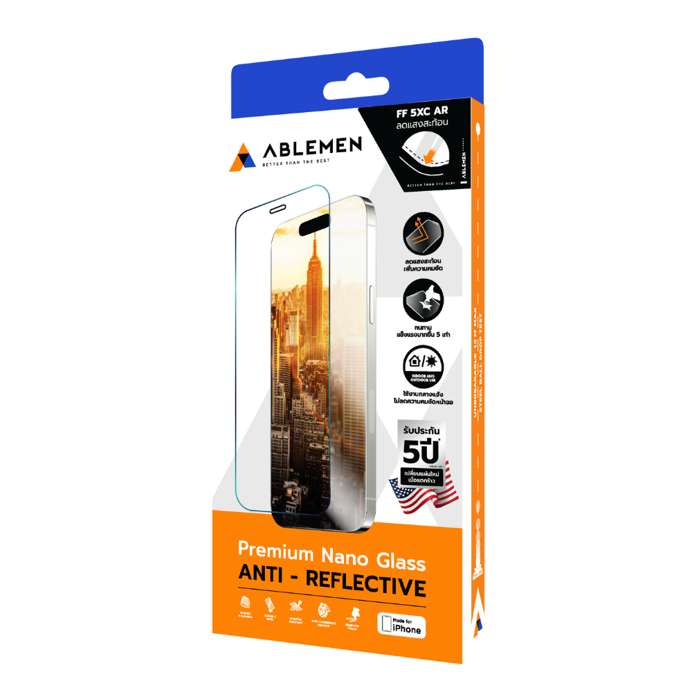 Ablemen FF Slim Corning Anti Reflective กระจกเต็มจอ ลดเเสงสะท้อน For iPhone 17 Pro Max / 17 Pro / 16 Pro Max / 16 Pro