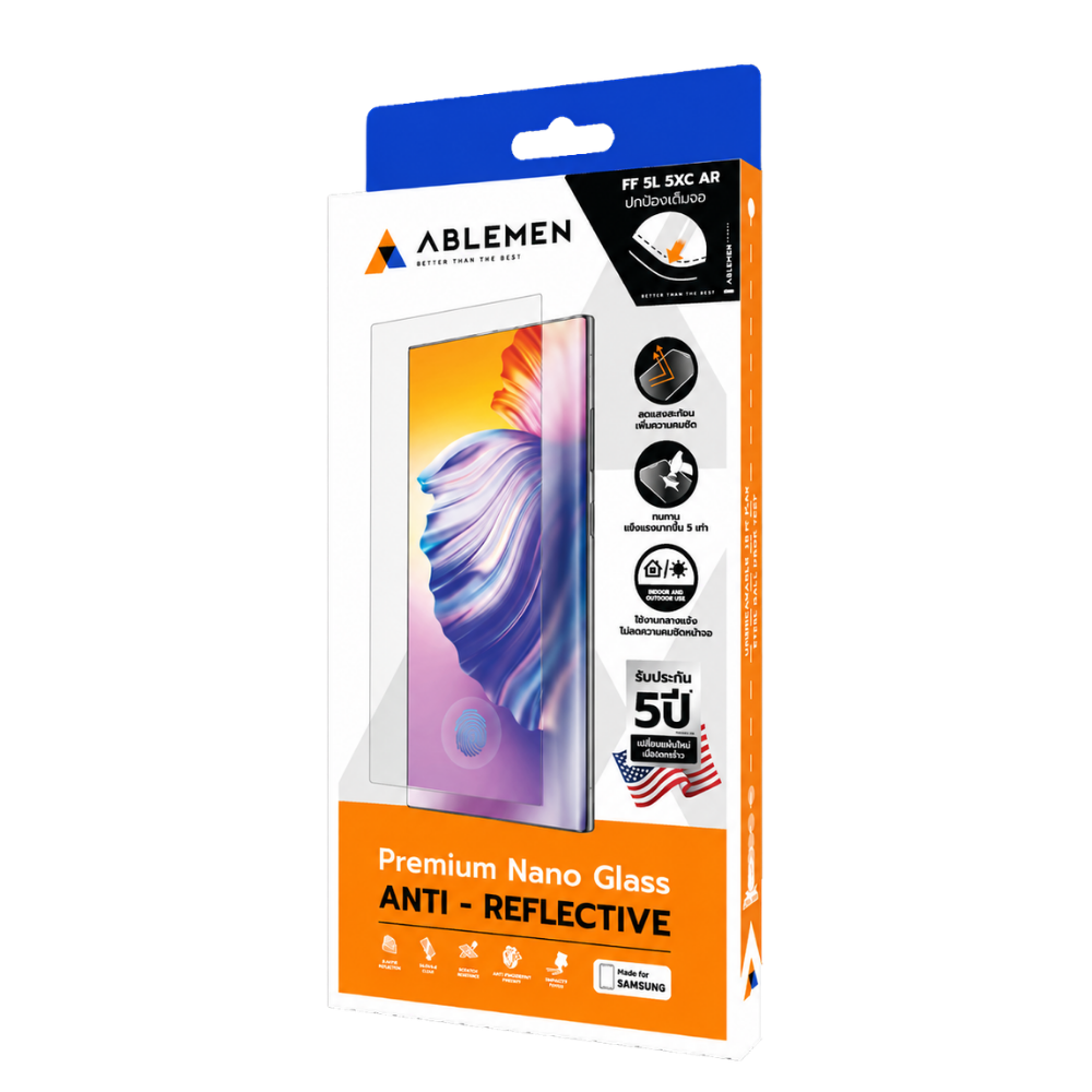 Ablemen FF Slim Corning Anti Reflective กระจกเต็มจอ ลดเเสงสะท้อน For Samsung S26 Ultra / S25 Ultra