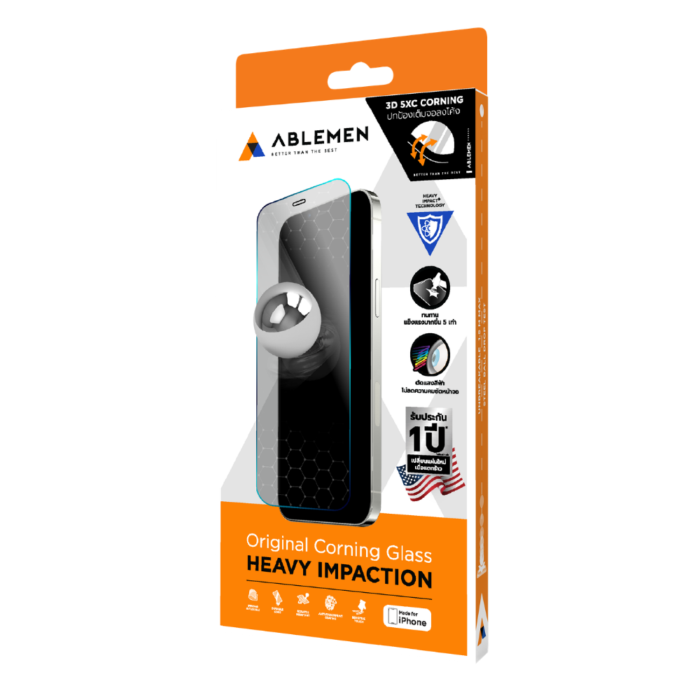 Ablemen 3D Corning Gorilla ฟิล์มกระจกเต็มจอลงโค้ง For iPhone 17 Pro Max /17 Pro /16 Pro Max /16 Pro /15 Pro Max/15  Pro