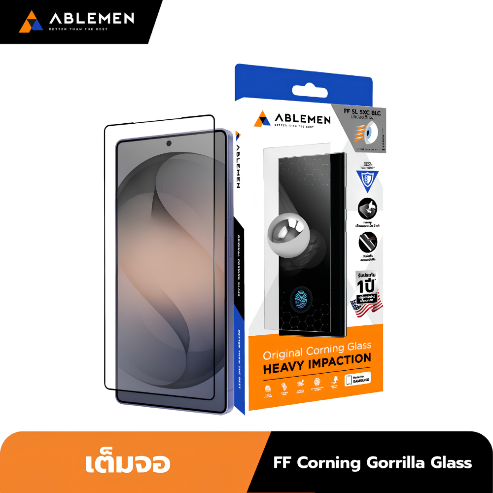 Ablemen FF Slim Corning Gorilla Glass ฟิล์มกระจกเต็มจอ  For Samsung S26 Ultra / S25 Ultra / S24 Ultra / S21