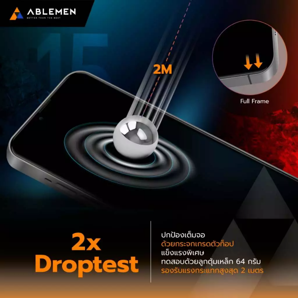 Ablemen FF Privacy กระจกเต็มจอเพิ่มความเป็นส่วนตัว กันมองด้านข้าง For iPhone 17 Pro Max / 17 Pro / 16 Pro Max / 16 Pro / 15 Pro Max / 15 Pro / 14 Pro Max
