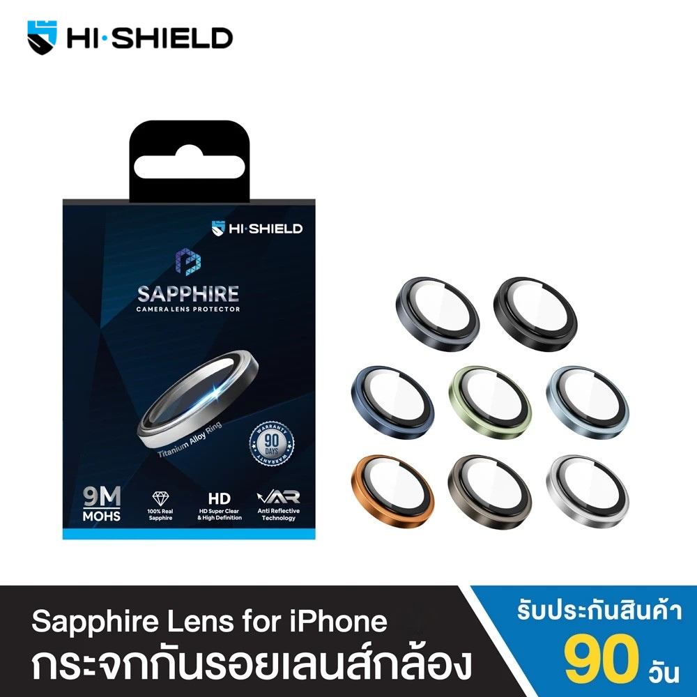 HI-SHIELD Sapphire lens กระจกกันเลนส์กล้อง For iPhone 17 Pro Max / 17 / Air / 16 Pro / 16 / 15 Pro / 14 Pro / 13 Pro