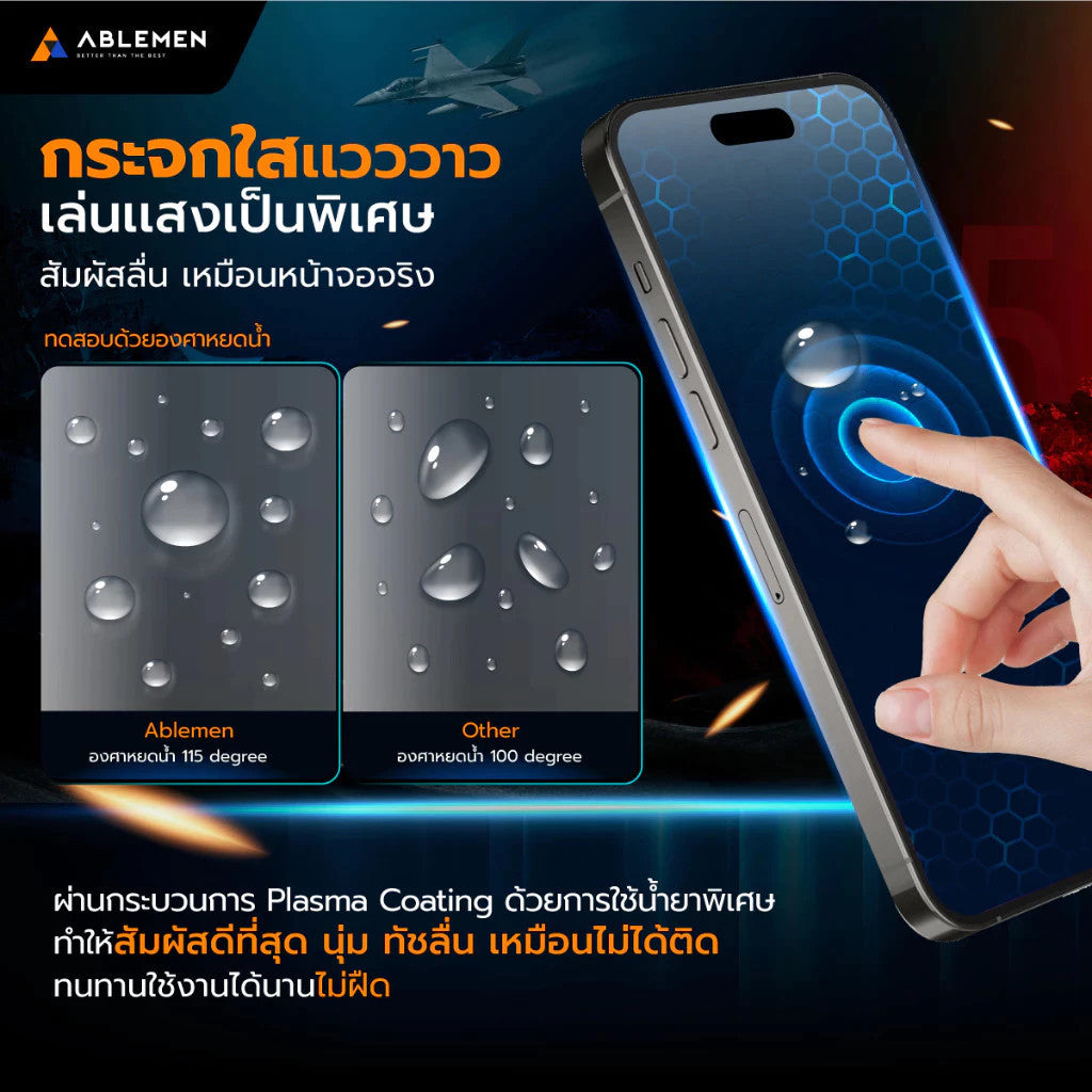 Ablemen Crystal Glass ฟิล์มกระจกใสคริสตัลกลาส For iPhone 17 Pro Max / 17 Pro / 16 Pro Max / 16 Pro / 15 Pro Max / 15 Pro