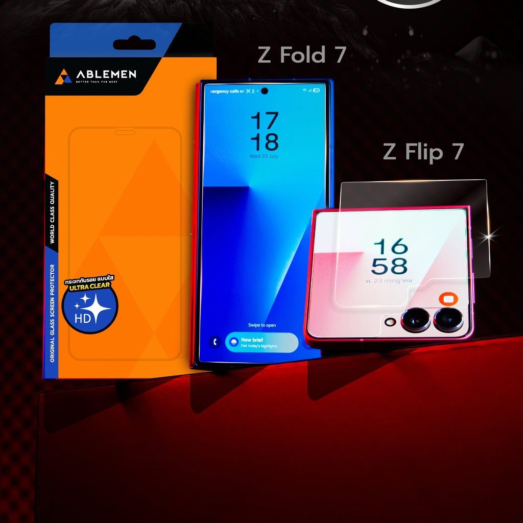 Ablemen Ultra Clear 2X ฟิล์มกระจกกันรอยแบบใส For Samsung Z Flip 7 / Z Flip 6