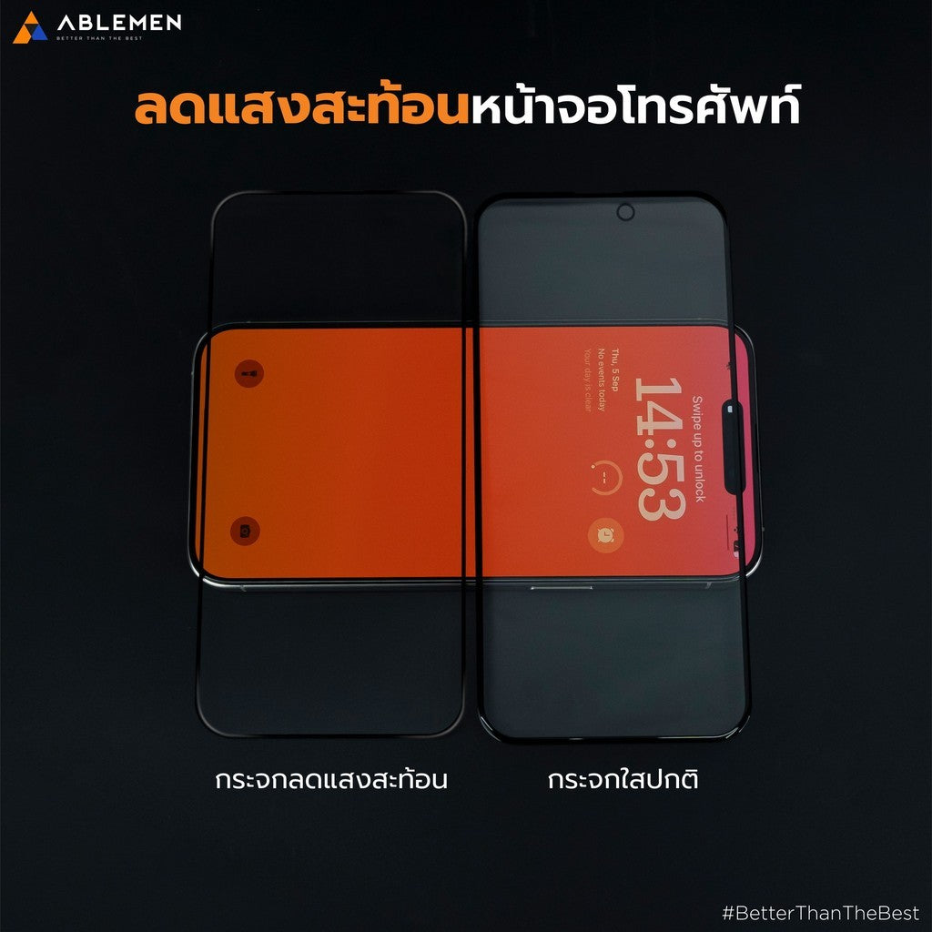Ablemen FF Slim Corning Anti Reflective กระจกเต็มจอ ลดเเสงสะท้อน For iPhone 17 Pro Max / 17 Pro / 16 Pro Max / 16 Pro