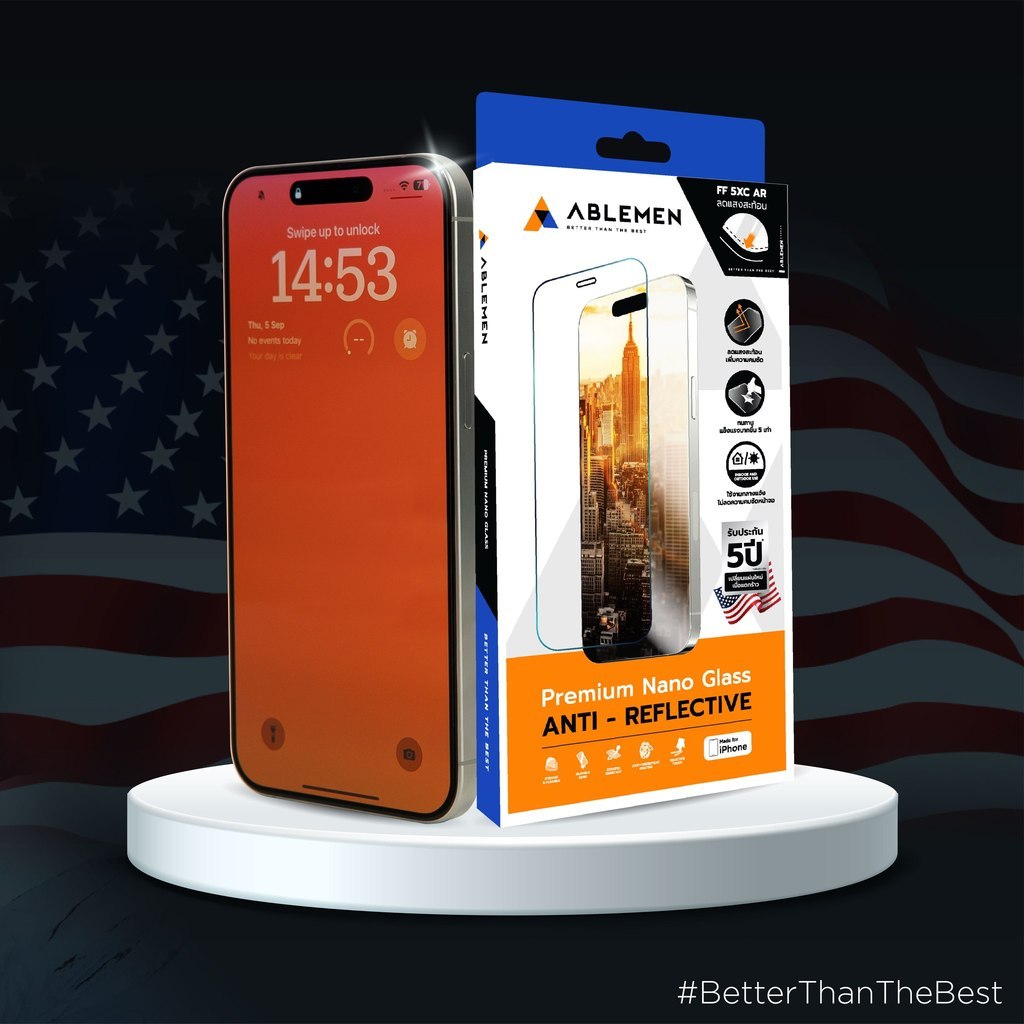 Ablemen FF Slim Corning Anti Reflective กระจกเต็มจอ ลดเเสงสะท้อน For iPhone 17 Pro Max / 17 Pro / 16 Pro Max / 16 Pro