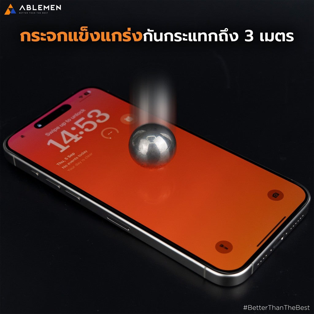 Ablemen FF Slim Corning Anti Reflective กระจกเต็มจอ ลดเเสงสะท้อน For iPhone 17 Pro Max / 17 Pro / 16 Pro Max / 16 Pro