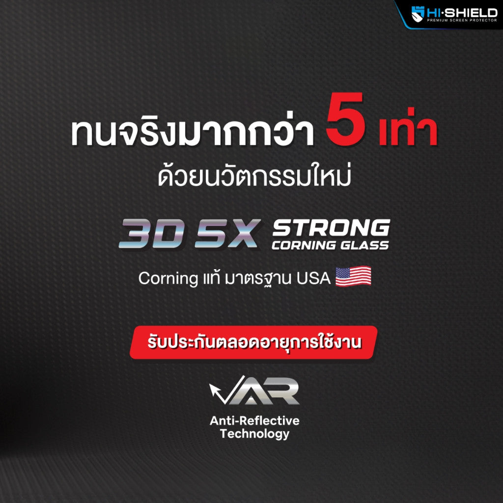 HI-SHIELD 3D 5X Strong Corning Glass kit ฟิล์มกระจกนิรภัย For iPhone 17 Pro Max / 16 Pro Max / 15 Pro Max / Plus / Air